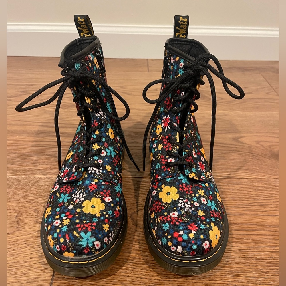Dr Martens floral canvas high top lace ups